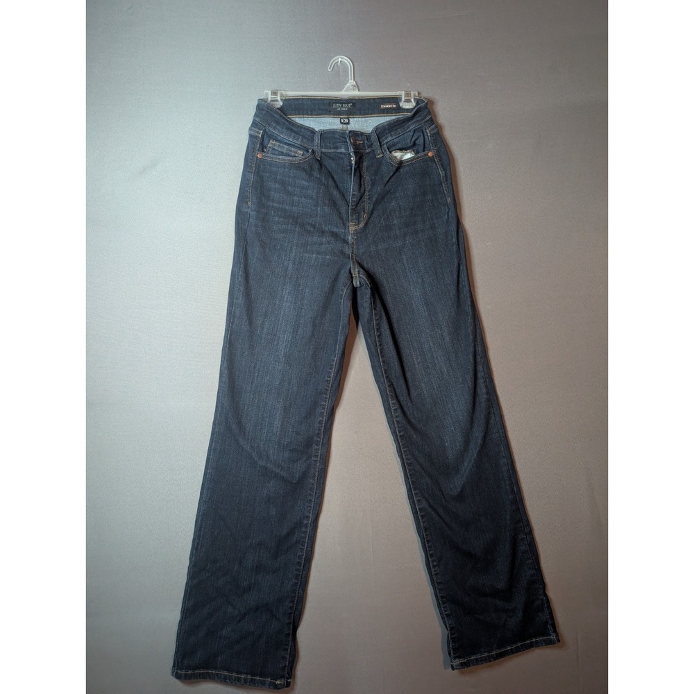 Judy Blue Straight Fit Jeans Women 9/29 Whiskered Dark Wash JB82627DK